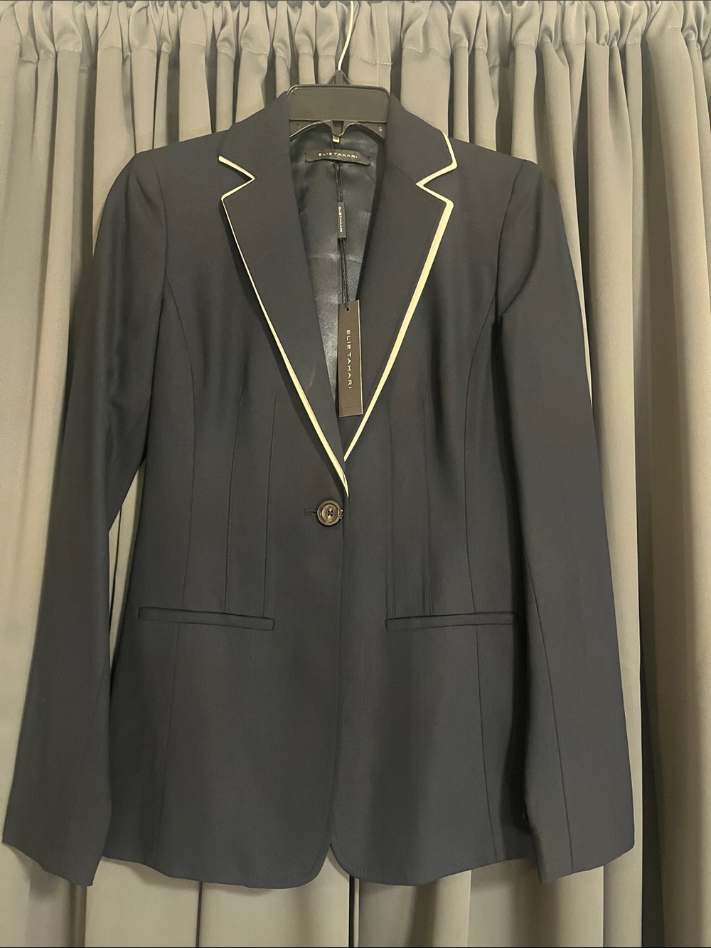Elie Tahari Black Blazer with Cream Trim